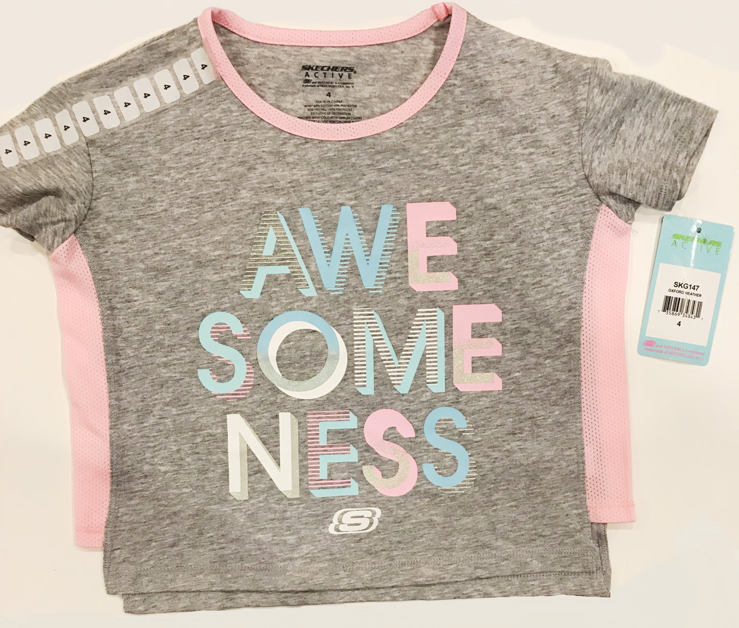Skechers Girls Active Sport Tee Shirt “Awe Some Ness” (Size 4) - ADDROS.COM