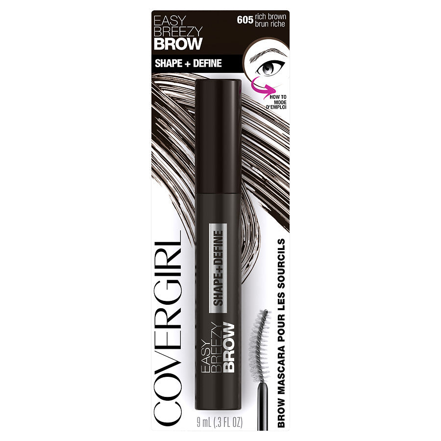 COVERGIRL Easy Breezy Brow Shape + Define Brow Mascara, 605 Rich Brown - ADDROS.COM