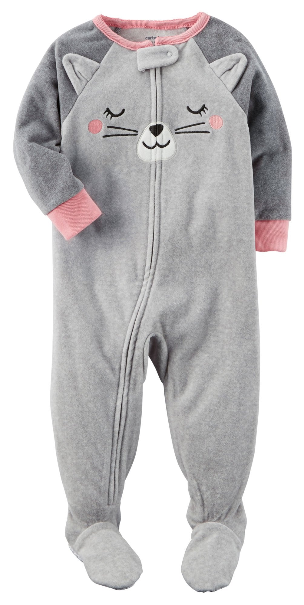 Carter's Girls' Cat Face Fleece Pajamas (6M-5T) 1-Piece - ADDROS.COM