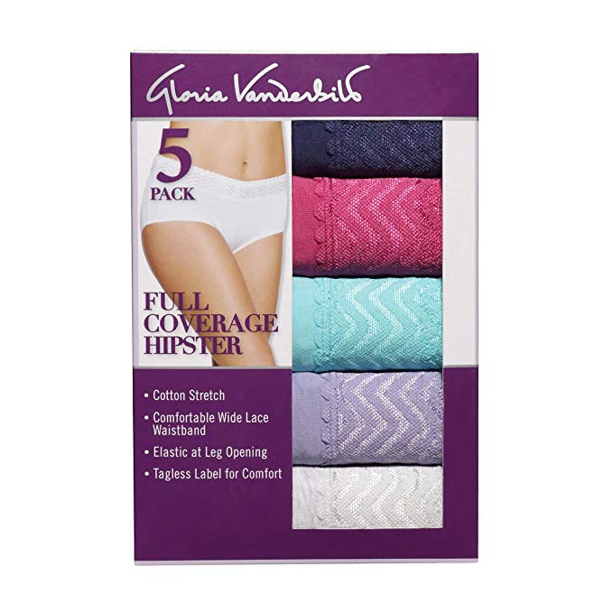 Gloria Vanderbilt Ladies' Hipster With Lace - Small (5-Pack) - ADDROS.COM