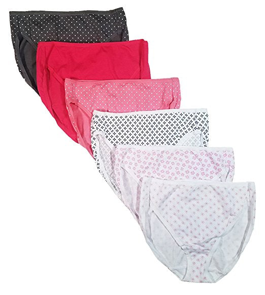 Felina Women's - Hi Cut Cotton Stretch Panties (6 Pack) - ADDROS.COM