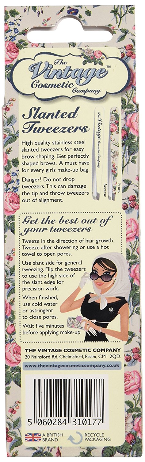 The Vintage Cosmetic Company Slanted Tweezers, Floral - ADDROS.COM