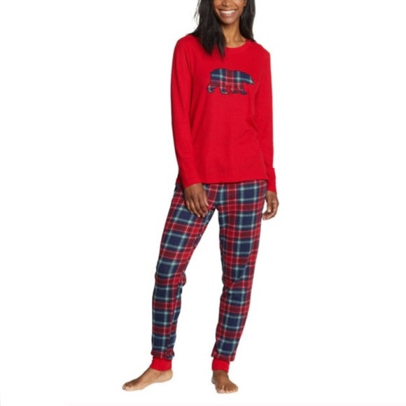 Eddie Bauer Women’s Brushed Waffle Sleep Set Red
