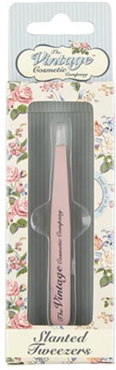 The Vintage Cosmetic Company Slanted Tweezers Soft Touch - Pink - ADDROS.COM