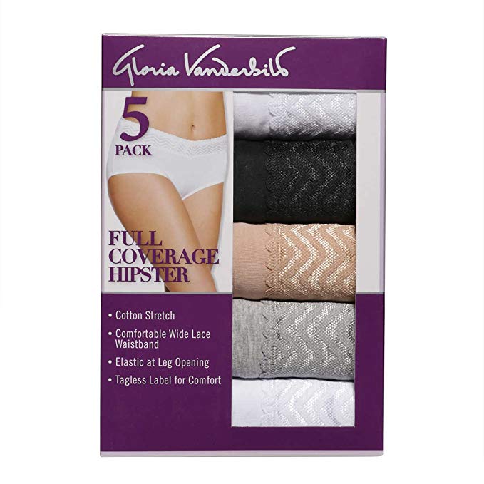 Gloria Vanderbilt Ladies' Hipster With Lace 5-Pack (Small) - ADDROS.COM