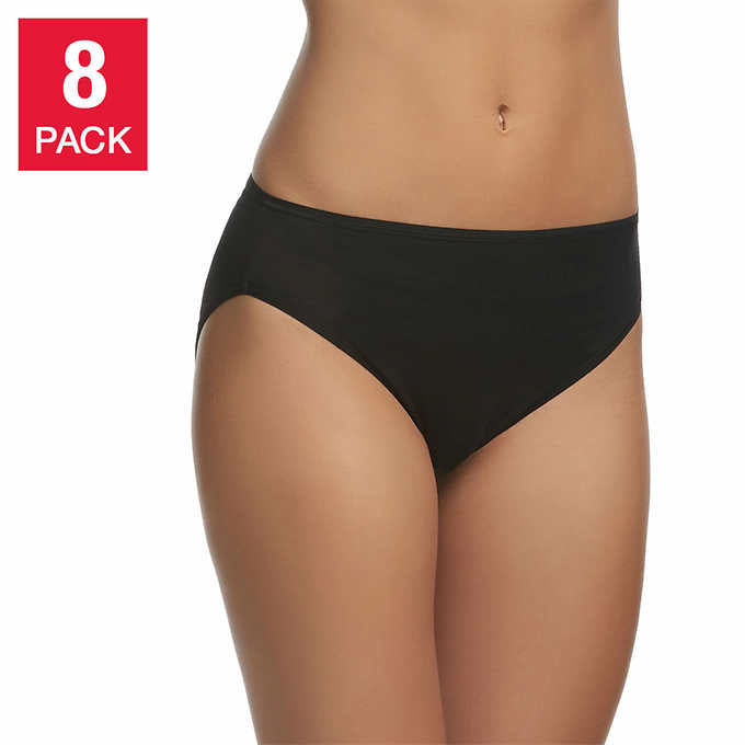Felina Ladies Hi Cut Pant, Black (8-pack)