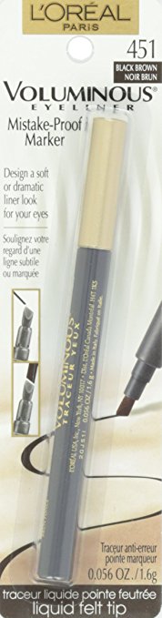 L'OREAL Paris Voluminous Mistake-Proof Marker Eyeliner, Black Brown 451 - 0.056 oz - ADDROS.COM
