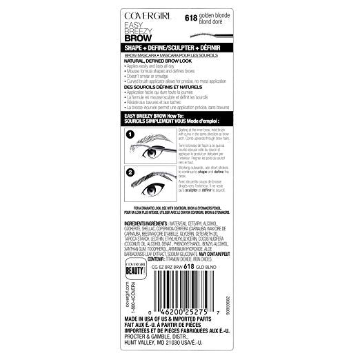 COVERGIRL Easy Breezy Brow Shape + Define Brow Mascara, 618 Golden Blonde - ADDROS.COM