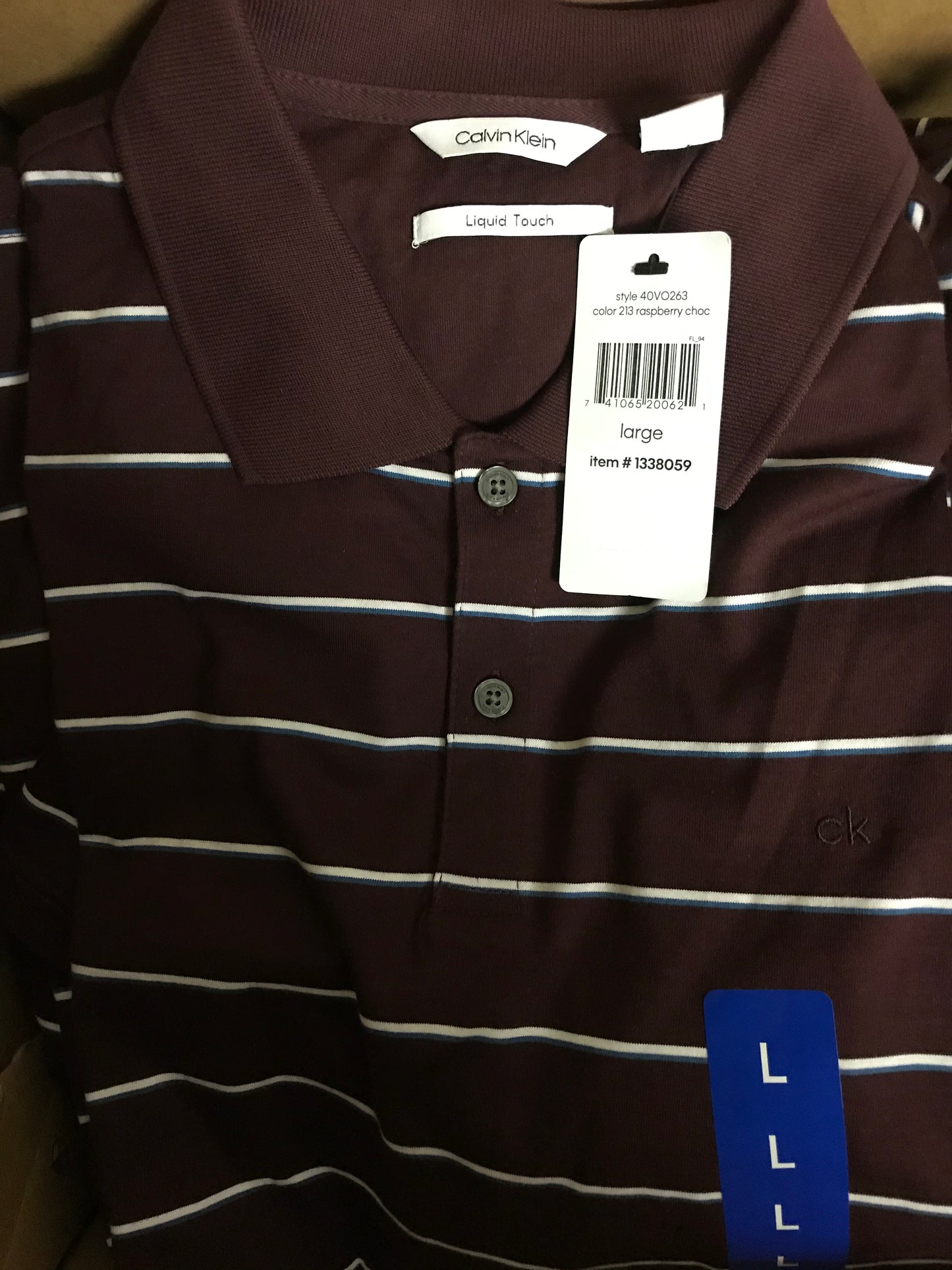 Calvin Klein Mens Liquid Touch Cotton Polo - LARGE