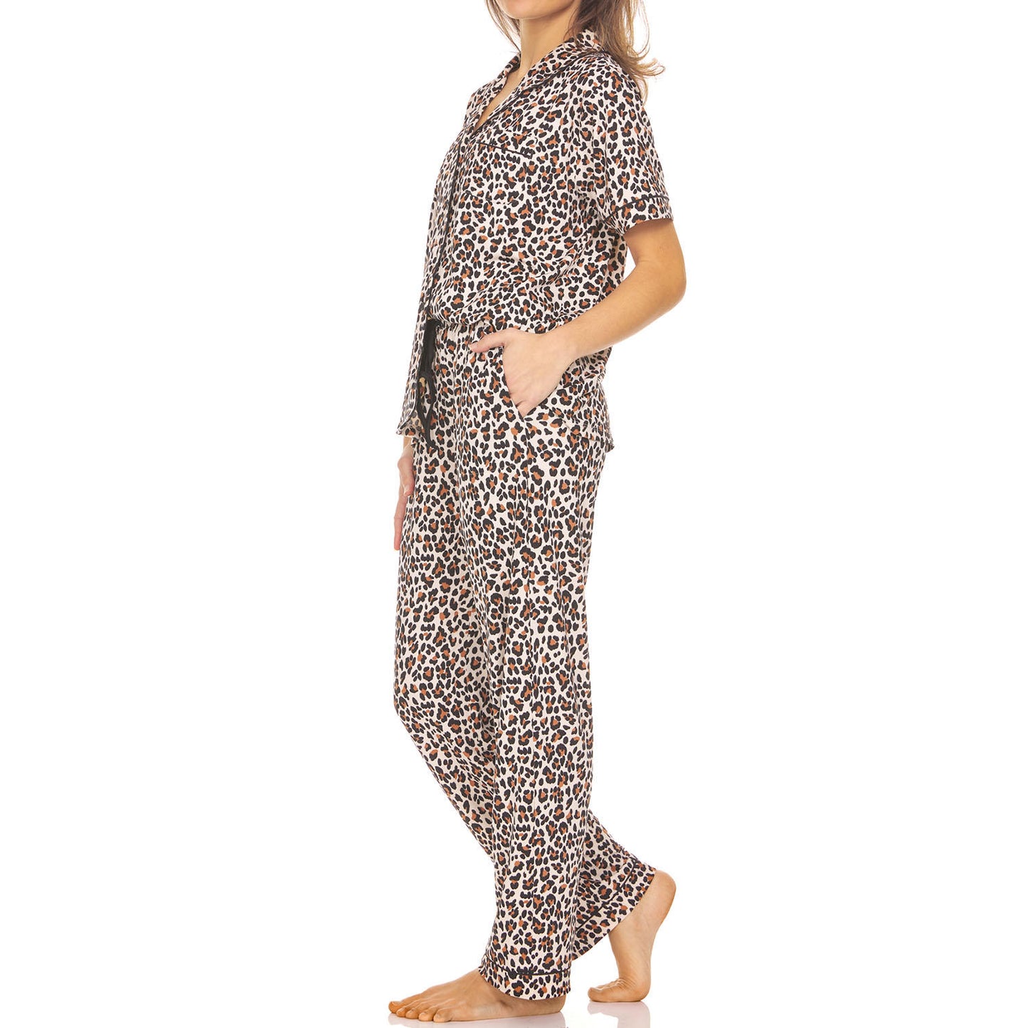 Ladies Short Sleeve Notch Collar PJ Set