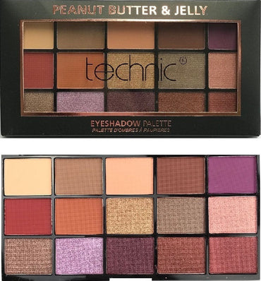 Technic Cosmetics 15 Colours Eyeshadow Palette, Peanut Butter & Jelly - ADDROS.COM
