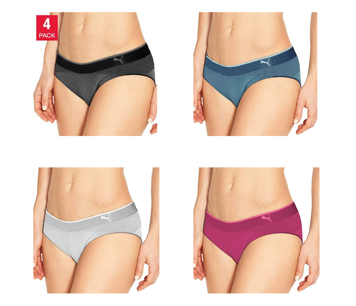 PUMA Women's Sport Bikini Briefs (4 Pack)