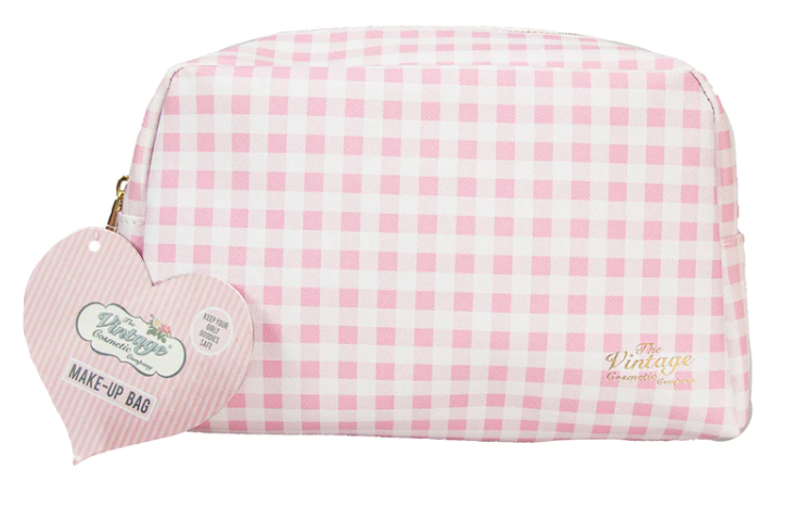 The Vintage Cosmetic Company Pink Gingham Make-Up Bag