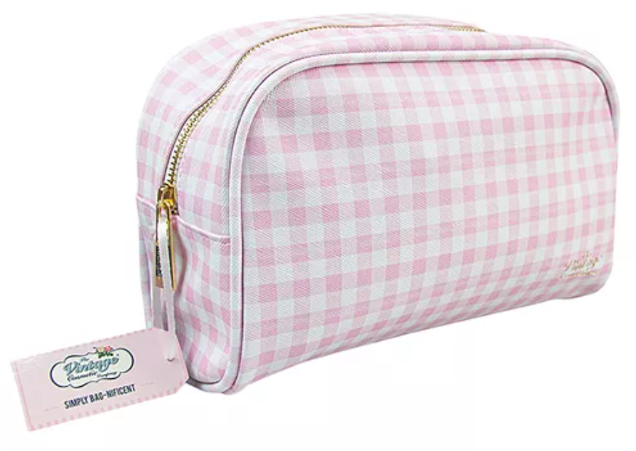 The Vintage Cosmetic Company Pink Gingham Make-Up Bag