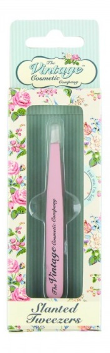 The Vintage Cosmetic Company Slanted Tweezers Soft Touch - Pink - ADDROS.COM