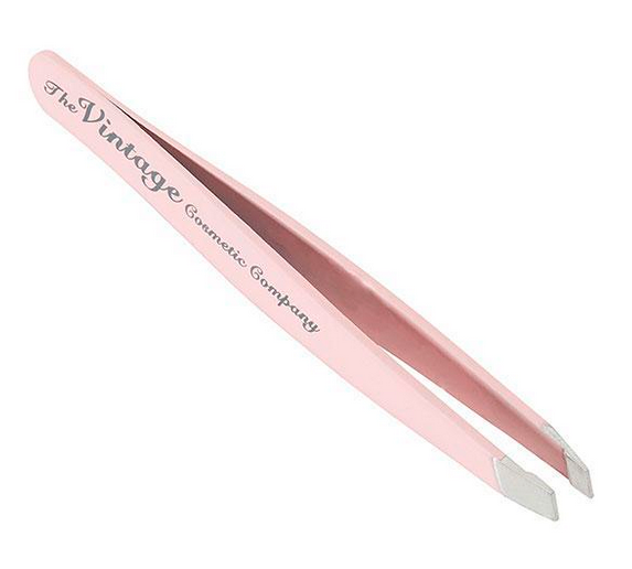 The Vintage Cosmetic Company Slanted Tweezers Soft Touch - Pink - ADDROS.COM