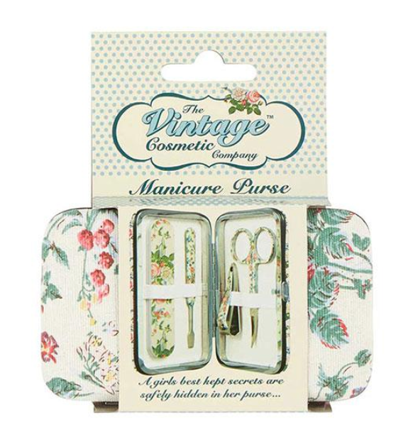 The Vintage Cosmetic Company Manicure Purse Pink Floral Satin - ADDROS.COM
