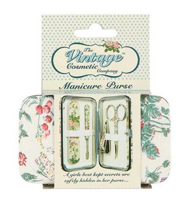 The Vintage Cosmetic Company Manicure Purse Pink Floral Satin - ADDROS.COM