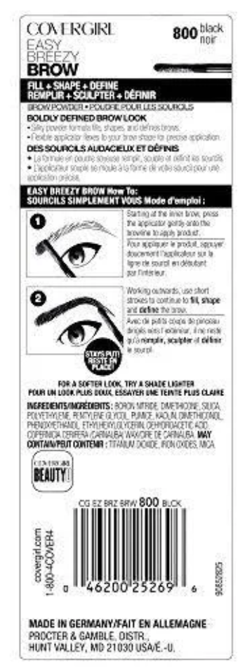 CoverGirl Easy Breezy Brow Fill Plus Shape Define Eyebrow Powder, 800 Black - ADDROS.COM