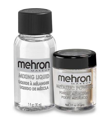 Mehron Makeup Metallic Powder with Mixing Liquid - Silver