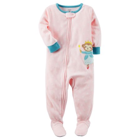 Carter's Baby Girl's Fleece Zip Front Sleep - Monkey Footless Pajama, 1-Piece - ADDROS.COM