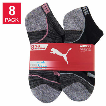 PUMA Ladies No Show Socks, Gray (8-Pair)