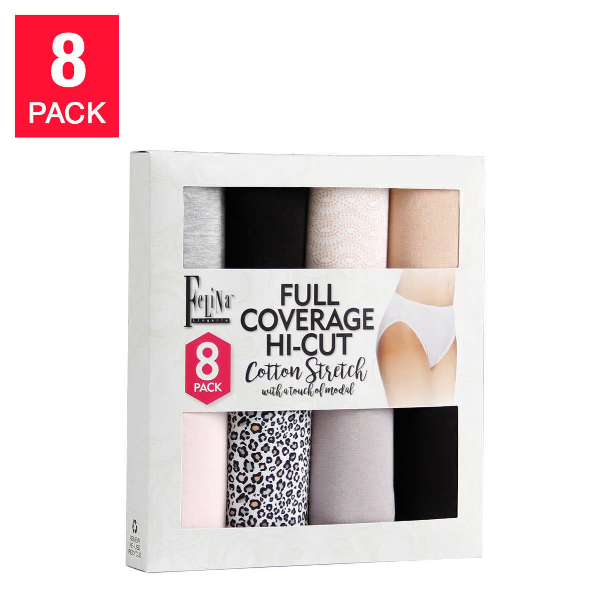 Felina Ladies' Hi-Cut Panty - Medium (8-pack) - ADDROS.COM