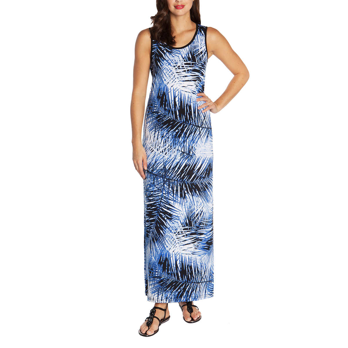 Mario Serrani Ladies' Maxi Dress, Blue Palm Print - ADDROS.COM