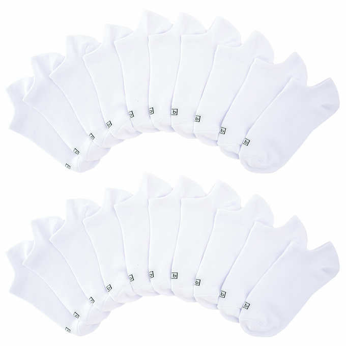 K. Bell Ladies' No Show Sock - White (20-Pair)