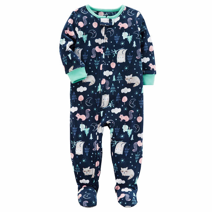 Carter's Forest-Print Footed Fleece Sleep & Play Pajamas, Baby Girls - ADDROS.COM