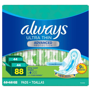 Always Ultra Thin Advanced Long Pads, 88-count