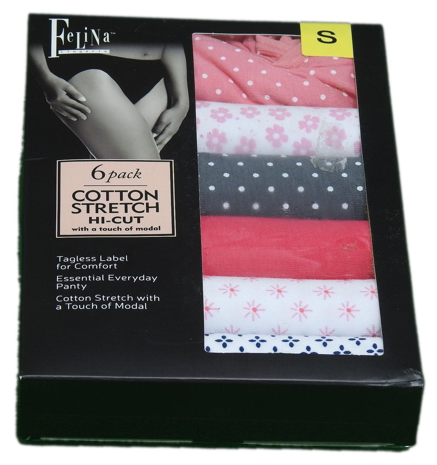 Felina Women's - Hi Cut Cotton Stretch Panties (6 Pack) - ADDROS.COM