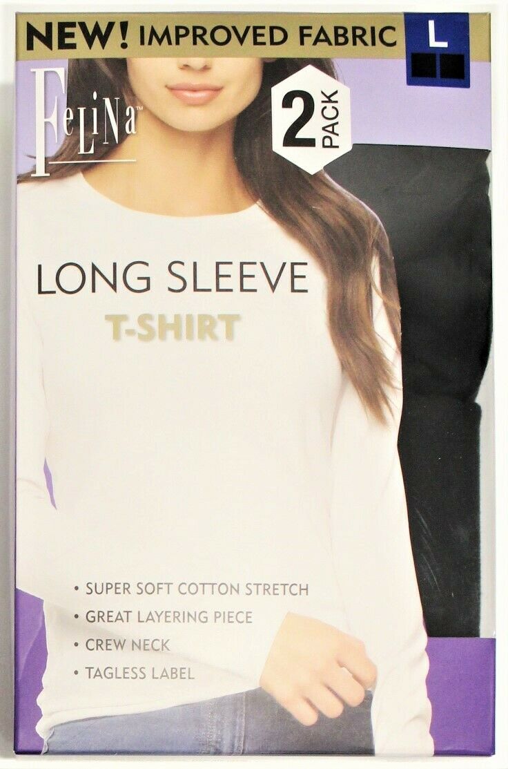 Felina Women's Long Sleeve Layering Crew Neck T-Shirts (2-pack)