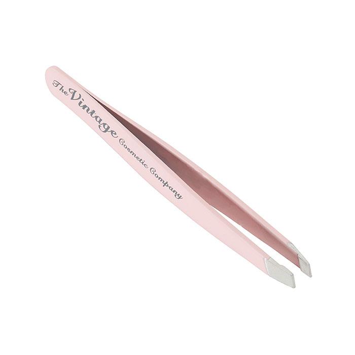 The Vintage Cosmetic Company Slanted Tweezers Soft Touch - Pink - ADDROS.COM