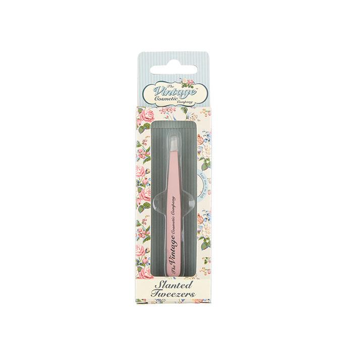 The Vintage Cosmetic Company Slanted Tweezers Soft Touch - Pink - ADDROS.COM