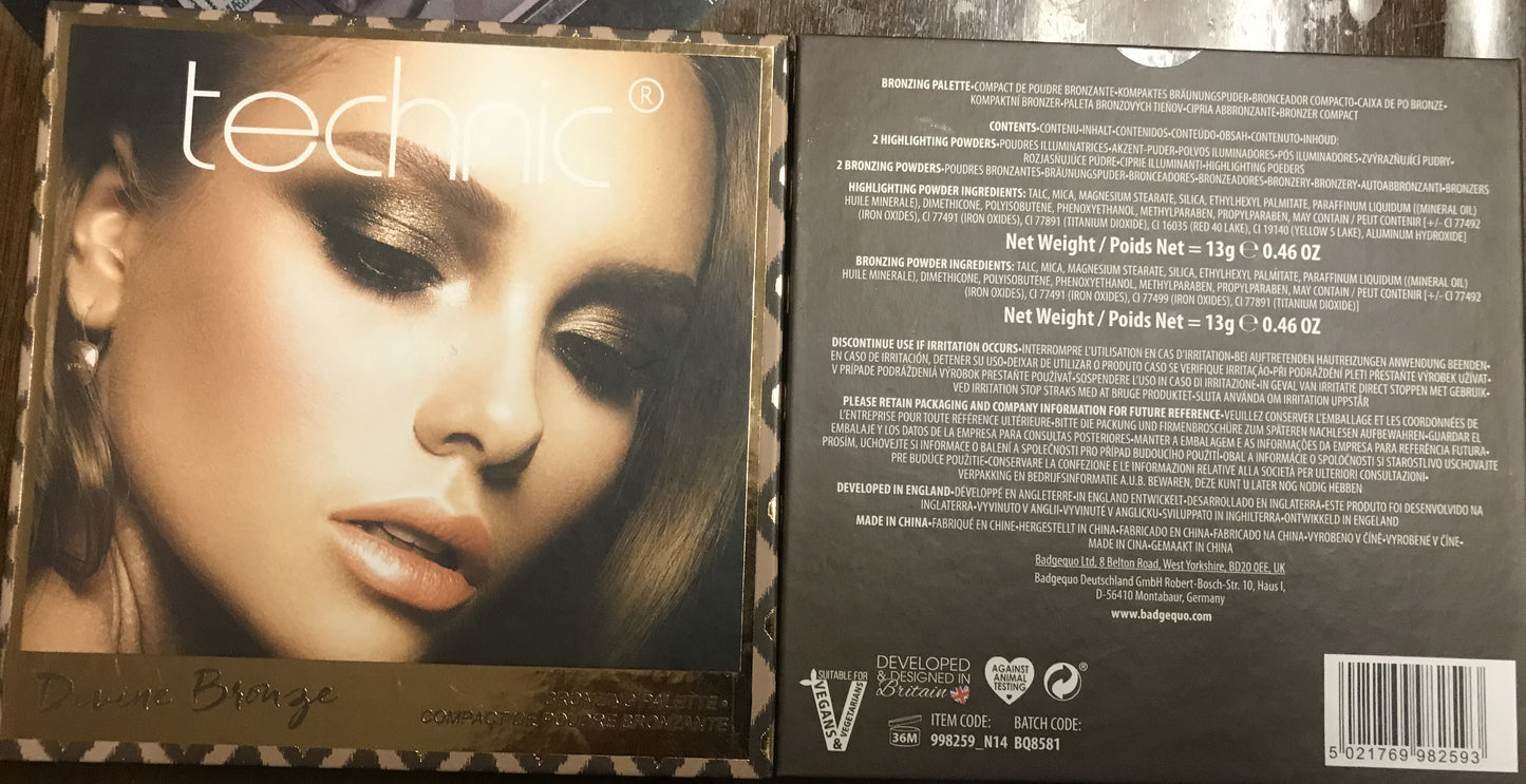 Technic Cosmetics Divine Bronze illuminating bronze palette, 4 colors - ADDROS.COM