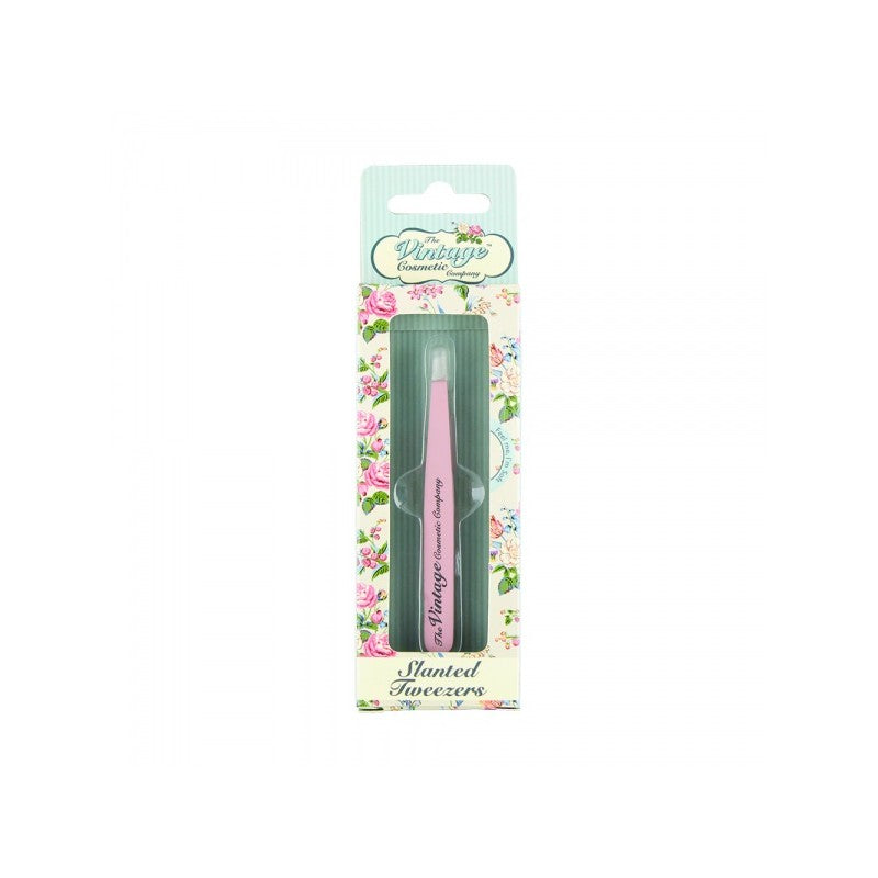 The Vintage Cosmetic Company Slanted Tweezers Soft Touch - Pink - ADDROS.COM