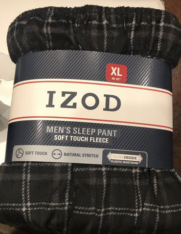 IZOD Men's Micro Fleece Pajama Pant, X-Large (Black)