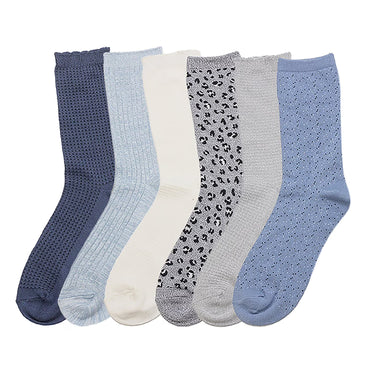 Cuddl Duds Women's - Super Soft Crew Sock, Blue (6-Pack)