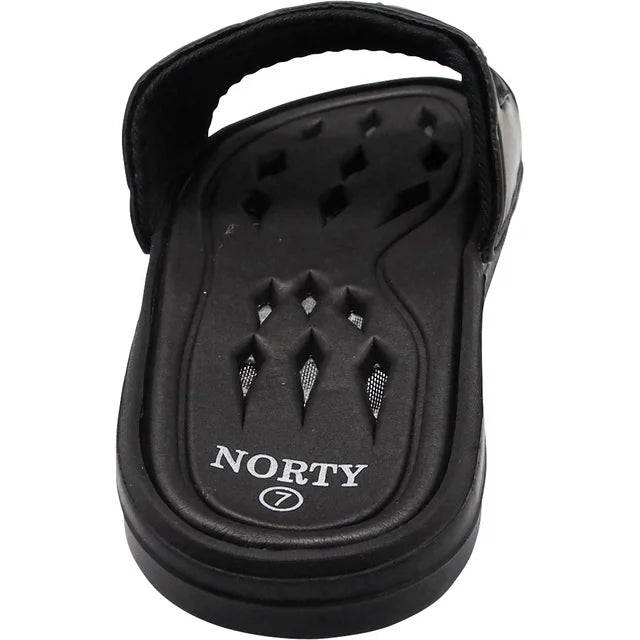 NORTY Mens Drainage Slide Sandals Adult Male Footbed Sandals, (C1023) Black