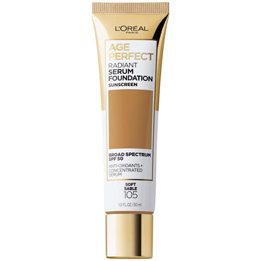 L'OREAL Age Perfect Radiant Serum Foundation with SPF 50, Soft Sable 105