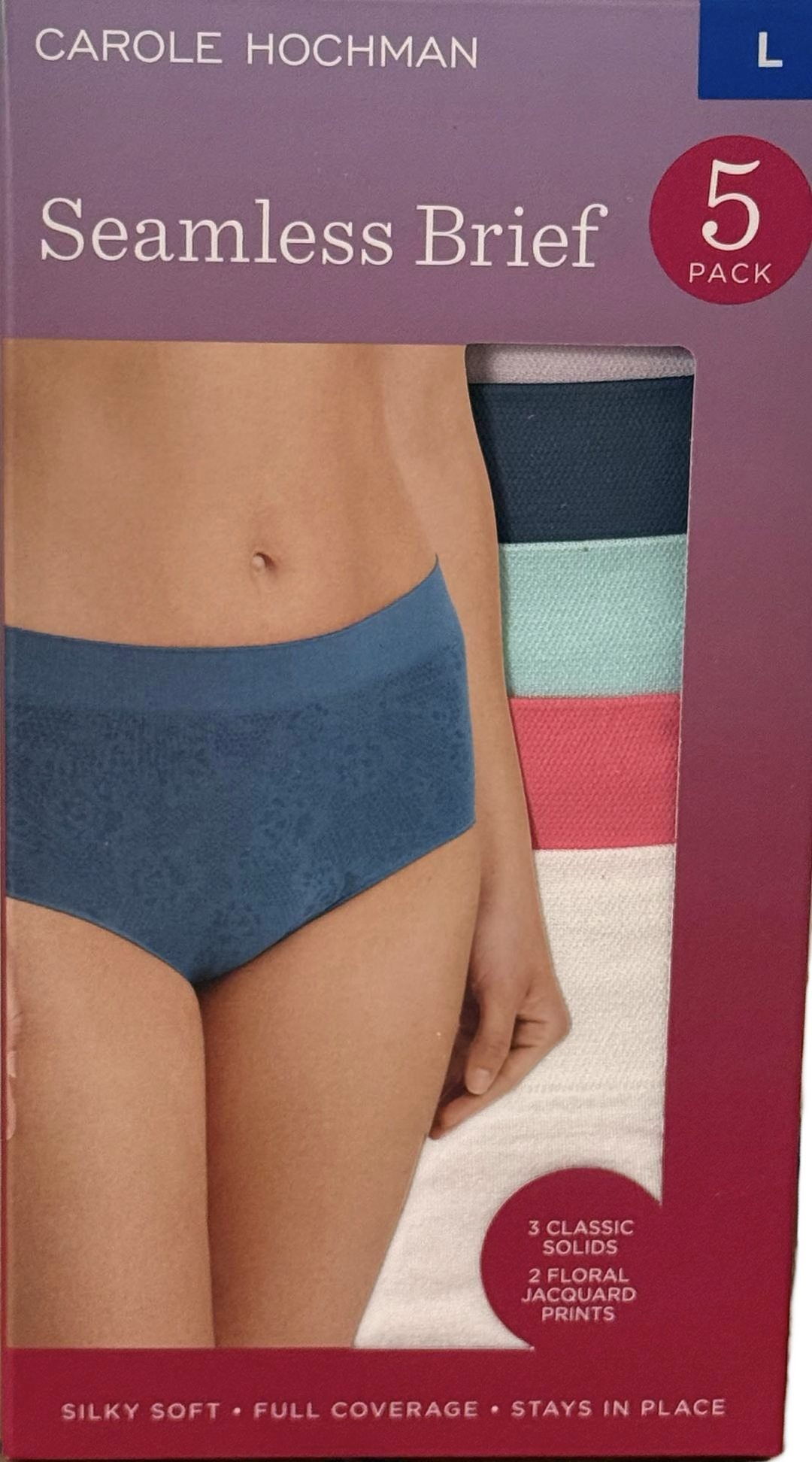 Carole Hochman Women's Seamless Brief, Assorted Colors (5-Pack)