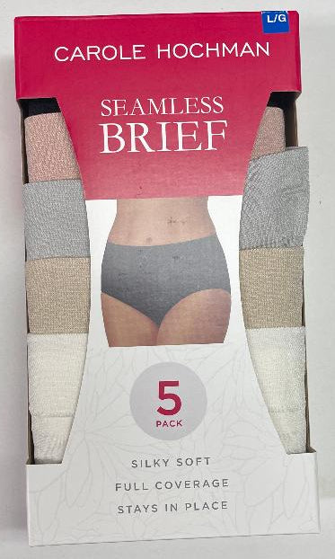 5-pcs Carole Hochman Ladies' Midnight Full Coverage Ultimate Comfort Hi-Cut Panties  underwear Small