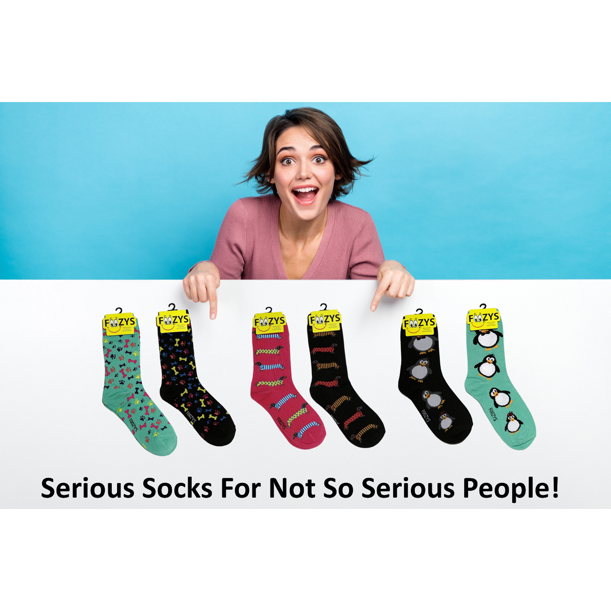 Foozys Women’s, Wine Time Socks (Black & Green) (2-Pair)