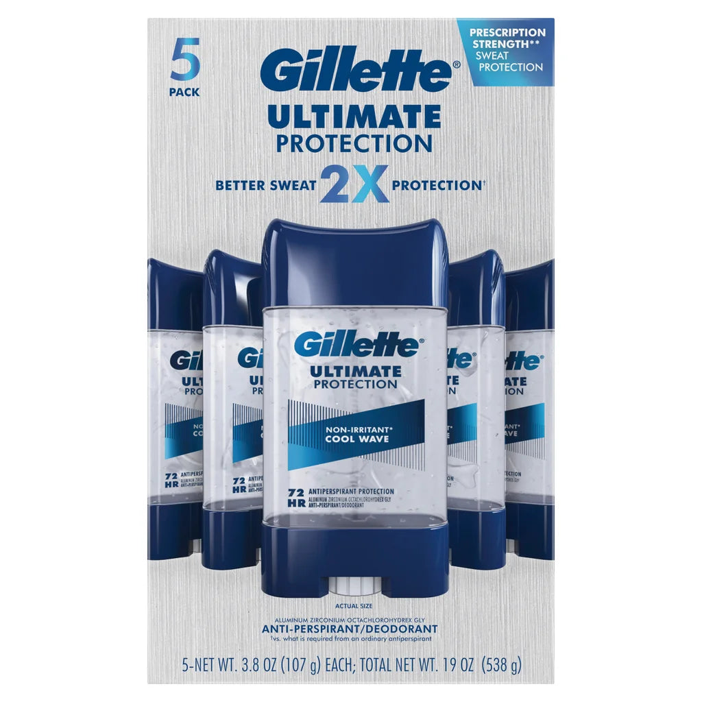 Gillette Endurance Antiperspirant and Deodorant, Cool Wave Clear Gel (5 Pack)