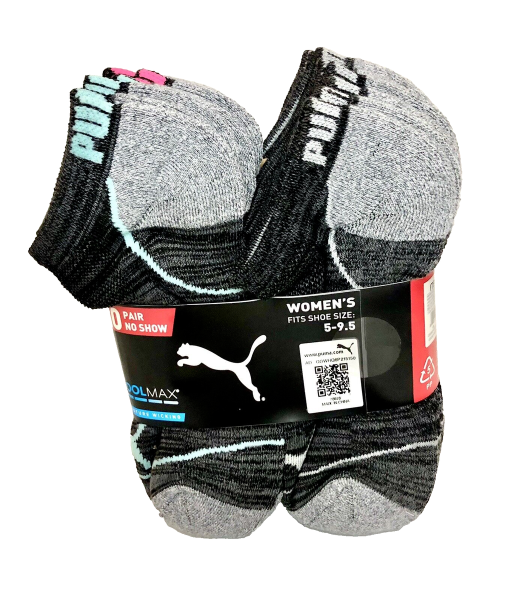 PUMA Ladies Cool Max No Show Socks (10-Pair)