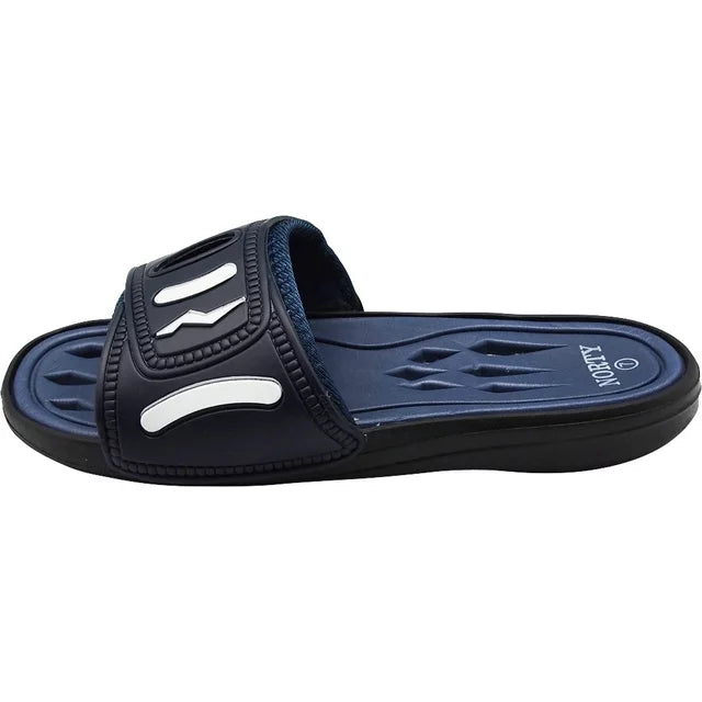 NORTY Mens Drainage Slide Sandals Adult Male Footbed Sandals, Navy