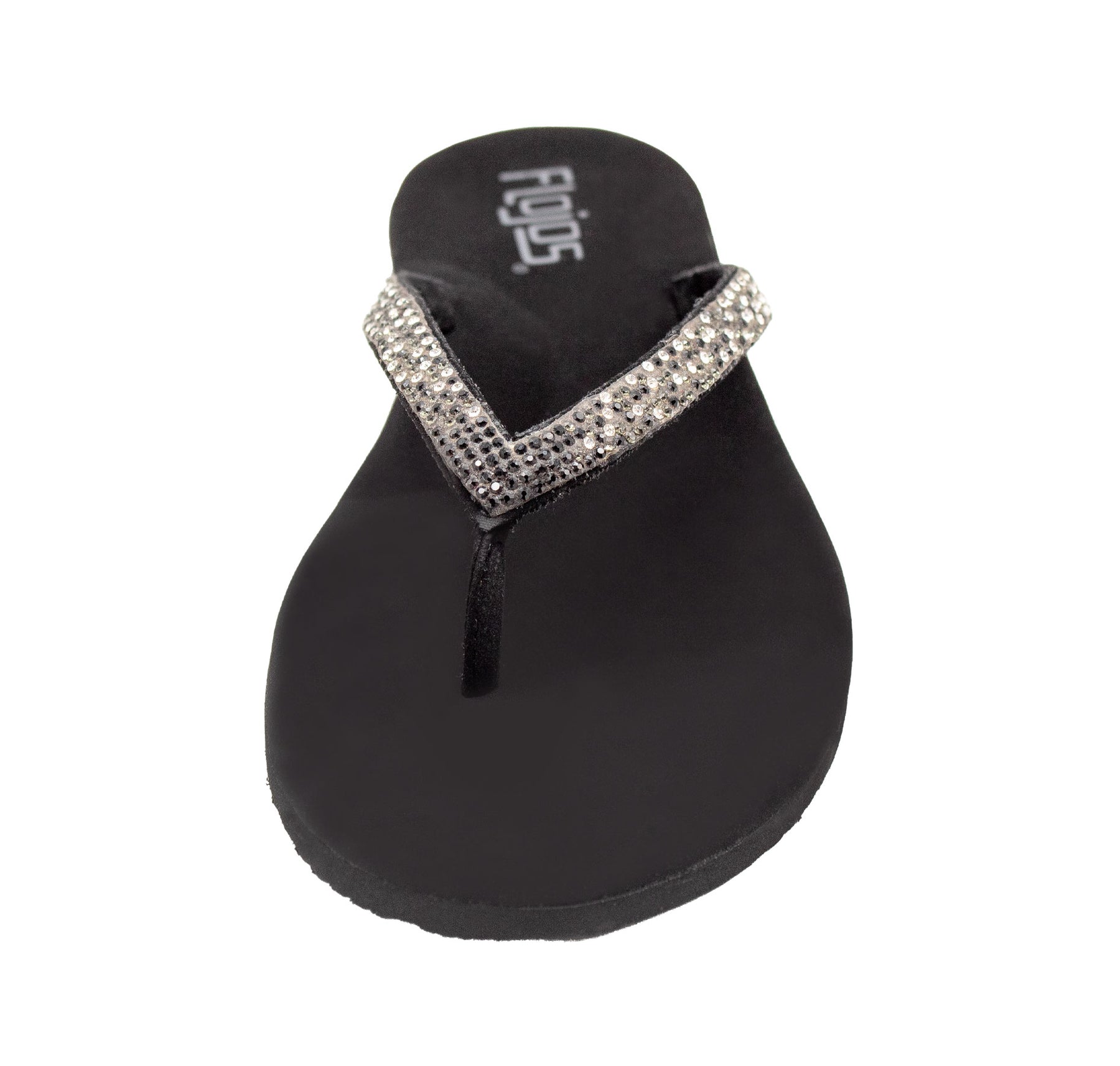 Flojos Rhinestone Strap Thong Sandal - Spark - Black (232)