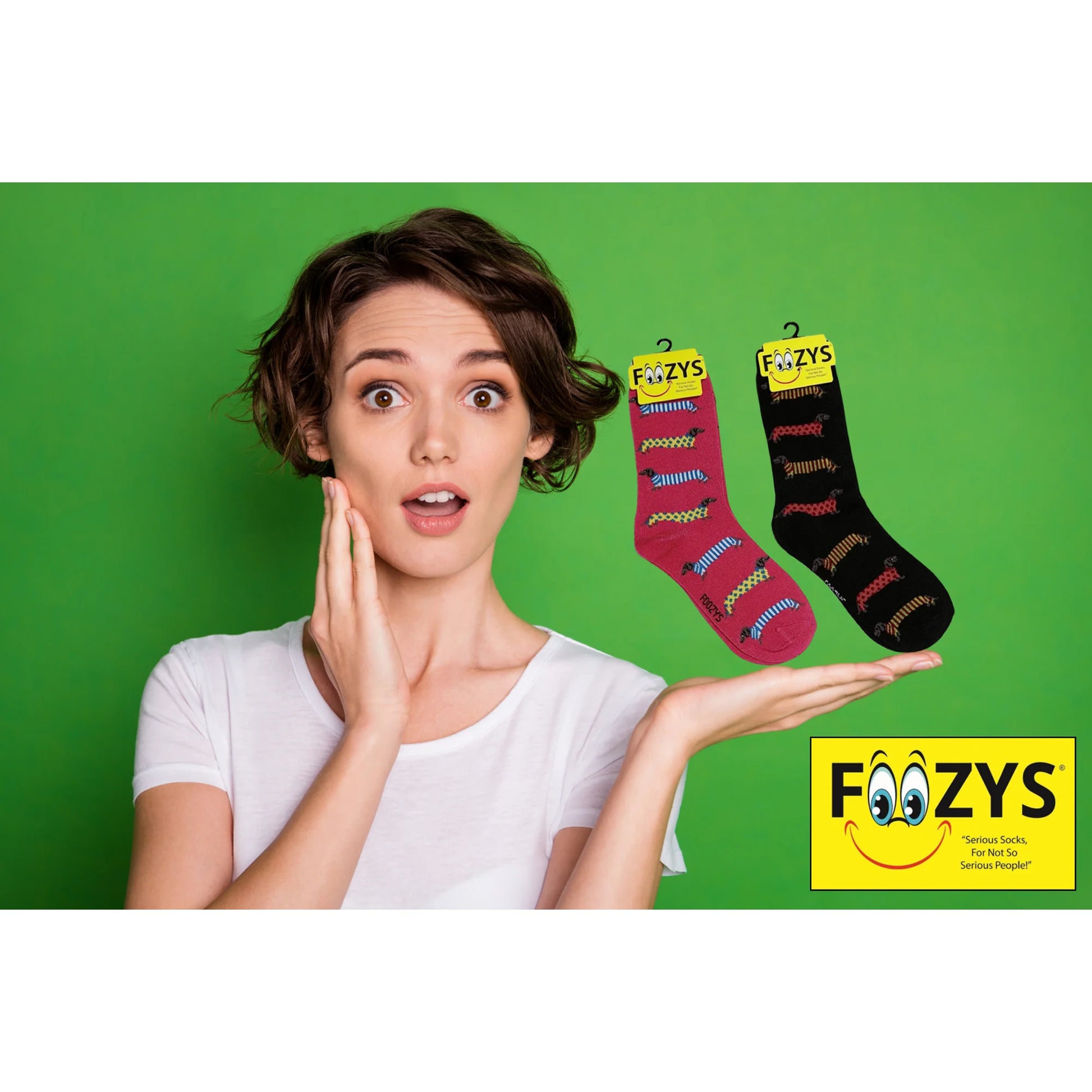 Foozys Women’s, Wine Time Socks (Black & Green) (2-Pair)