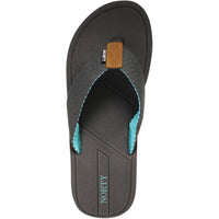 Norty Men's Flip Flop Sandal Grey Turquoise (11115)